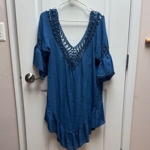 Blue boho beach cover up